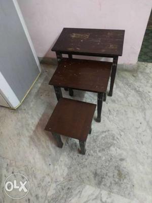 Brown Wooden Nesting Table