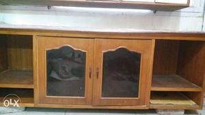 Brown Wooden Television Stand With Cabinet