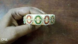 Embroidered party wear bangle..cream colour