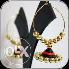 Gold And Red Earrings