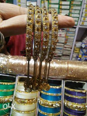 Gold-colored Beaded Bangles