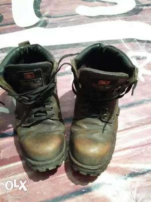 Gray Leather Work Boots