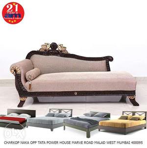 Grey Fabric Chaise Lounge