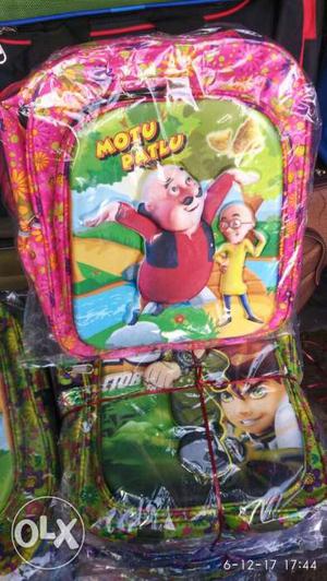 Motu Patlu Printed Pink Backpack