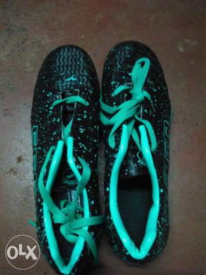 Pair Of Teal-and-black Cleats