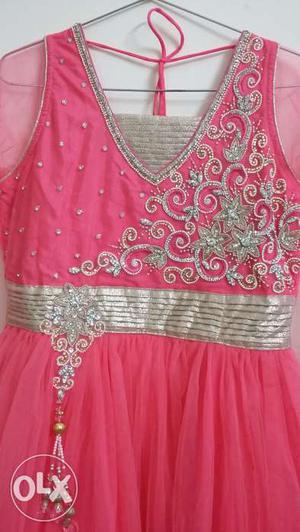 Peach colour partywear frock from neerus.