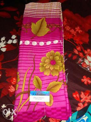 Pink, Brown, And White Floral Dupatta