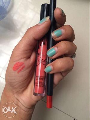 Pink Liquid Lipstick And Pencil Eye Shadow