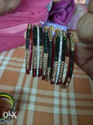 Plastic bangles set with multiple colour stones