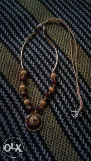 Purple And Gold Silk Thread Necklace
