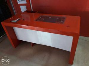 Red And White Wooden Office Desk