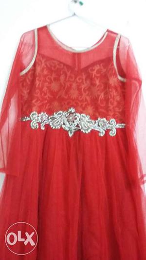 Red colour partywear frock from neerus