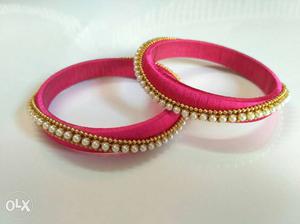 Silk thread bangles Pink color Size 2 6 inches