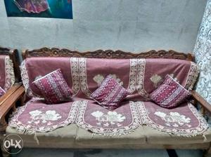 Sofa set with table good condition brown colour