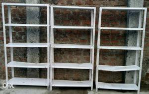 Three Grey 5-shelf Racks