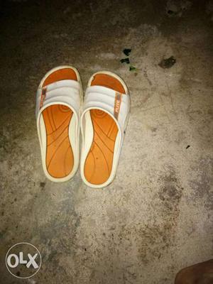 White And Brown Rubber Sandals