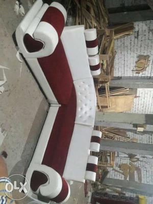White And Maroon Sectional Couch