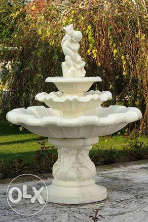 White Ceramic 3-tier Water Fountain