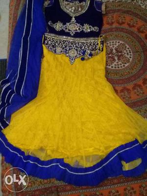 Women's Blue,black And Yellow Suit