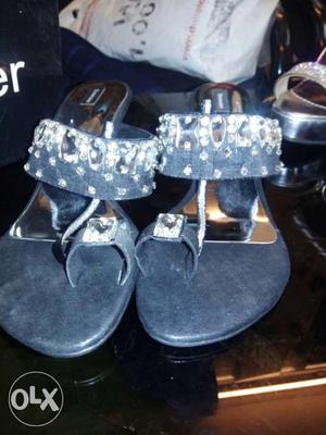 Women's Pair Of Silver Heeled Sandals. New with price tag.