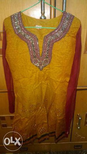 Yellow And Red Floral Traditional Dress