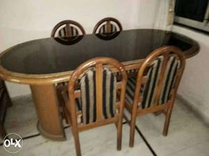 Black And Brown Wooden Dining Table Set