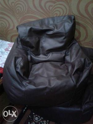 Black Leather Beanbag