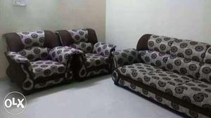 Black-and-gray Fabric Sofa Set