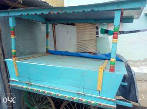Blue Wooden Food Cart