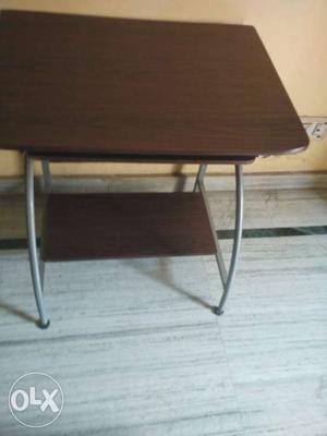Gray Steel Frame wooden computer table