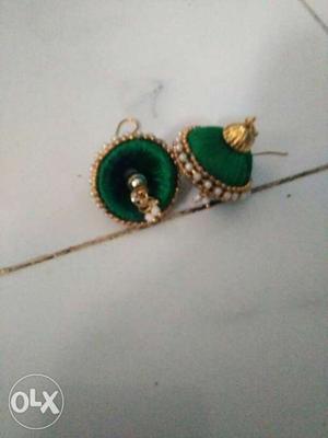Pair Of Green Jhumka Earrings