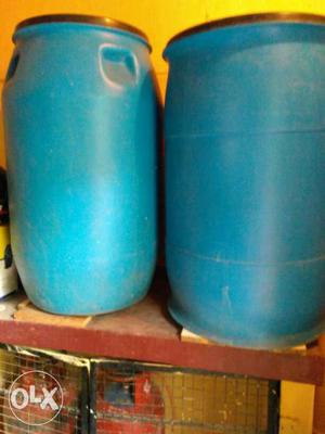 Qty 2 PVC Water Drum 200L with lid