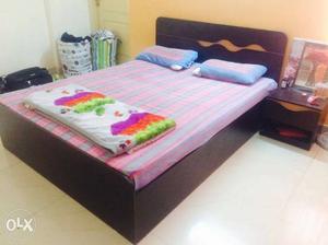 Queen size Bed with storage along with corner table n