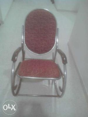 Silver Steel Frame, Red Cushion Rocking Chair