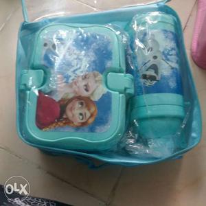 Disney Frozen Printed Feeding tiffin box & Bottle With Case