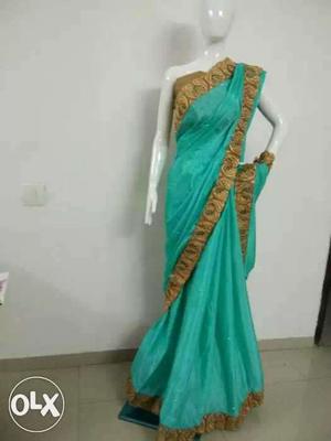 Green And Brown Floral Sari