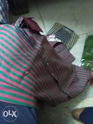 Green And Purple Stripe Dress Shirt
