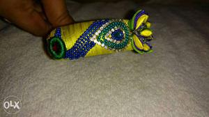 Green, Blue And Yellow Floral Silk Thread Bangle