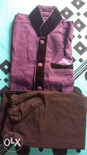 Indo Western kurta pyjamas Purple-Black colour