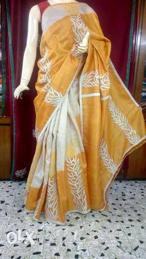 New Women's Brown And Gray Floral Sari from QUEEN'S