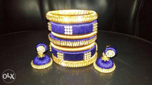 New hand made bangles.Royal blue and gold