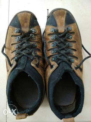 Pair Of Black-and-brown Hiking Shoes