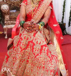 Red colour bridal lehenga. wore only once in my