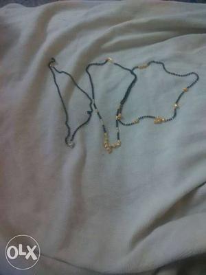 Three Black Beaded Necklaces