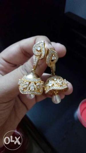 Two Gold-and-silver Jhumkas Earrings