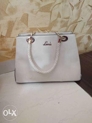 White Lovie Leather Tote Bag