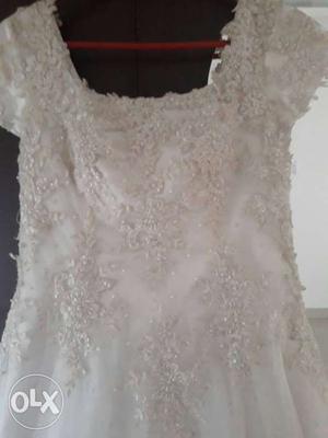 White gown with beads and embroidery work
