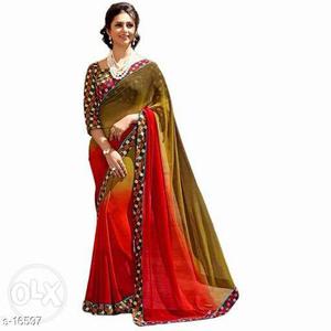 Women's Red And Gray Traditional Dress
