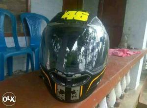 Black, Yellow And Grey Racer Full Faced Helmet