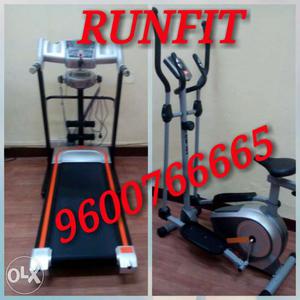 Black-and-gray Treadmill And Elliptical Trainer